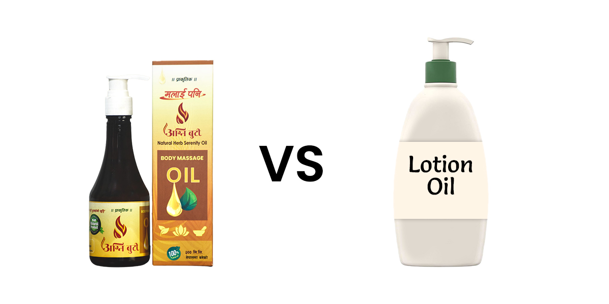 Agnibuti Massage Oil and Lotion side by side